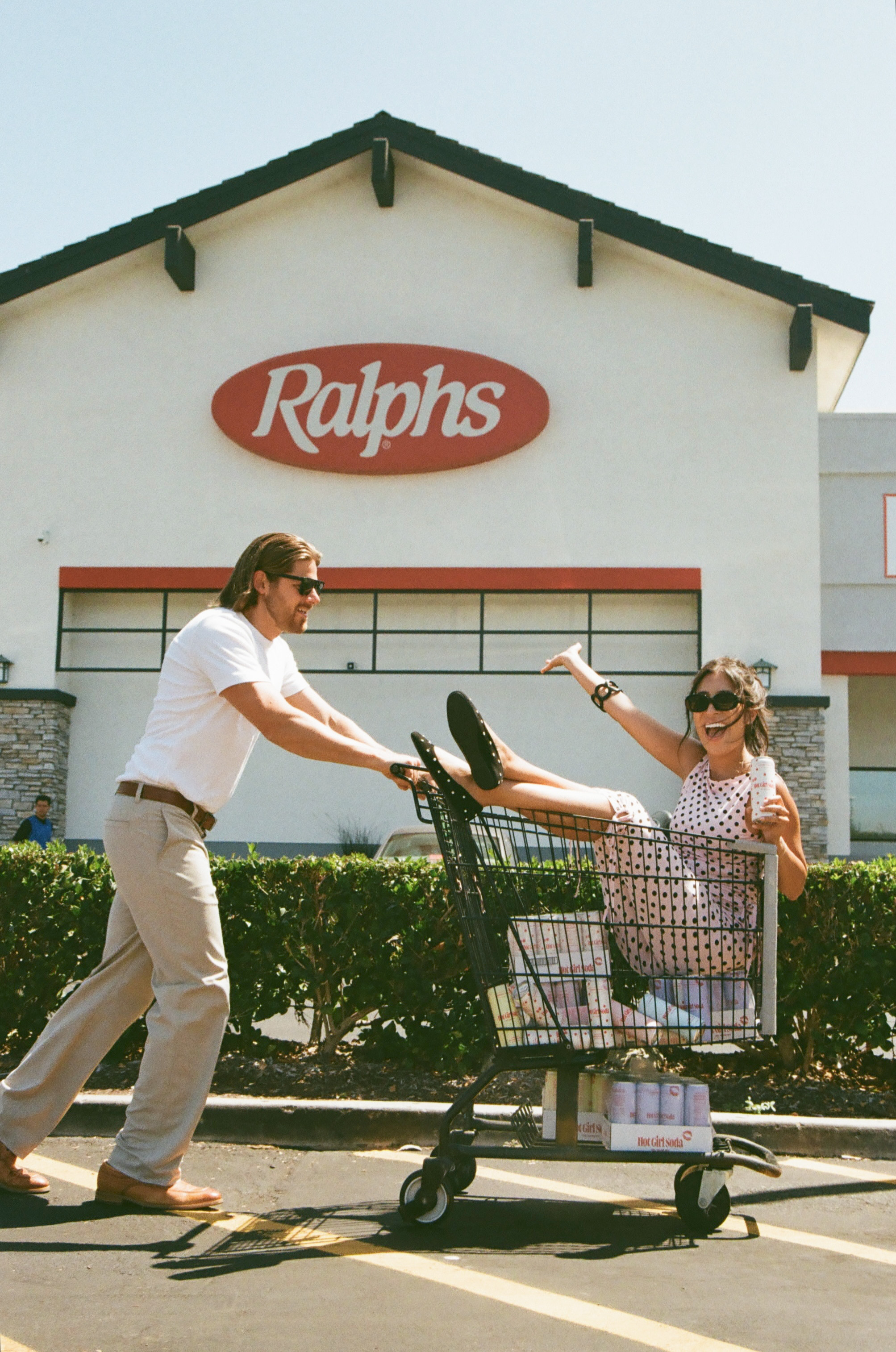 Hot Girl Soda founders celebrating outside Ralphs